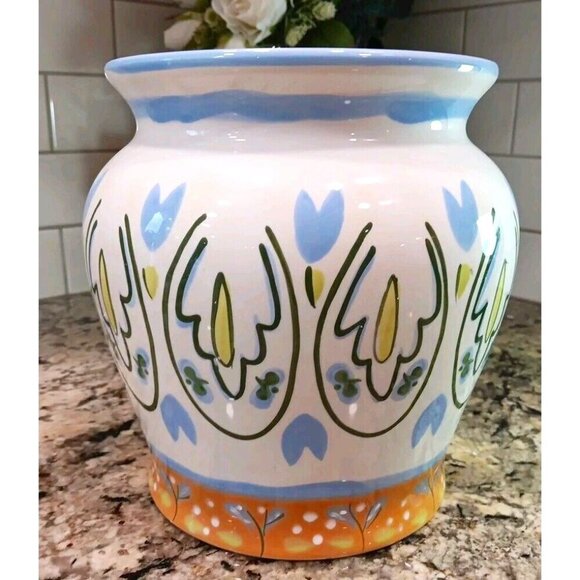 Morris Design Montreal Hand Painted Ceramic Cookie Jar Or Pot Or Vase Beautiful - Picture 1 of 10